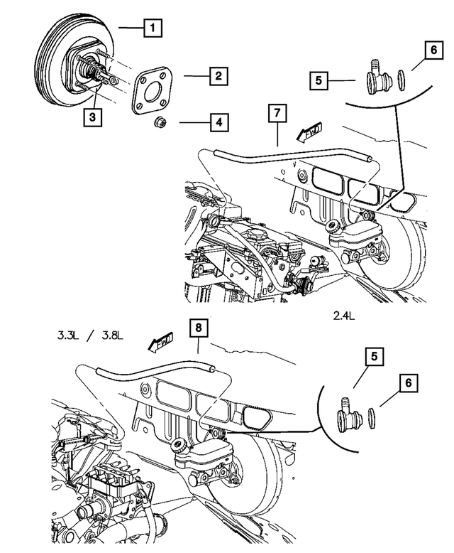4883813AA - Service Brakes: Brake Booster Check Valve Grommet for Mopar Image