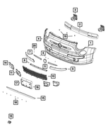 6102443AA - Frame, Bumper and Fascia: Emblem for Dodge: Hornet | Fiat: 500, 500E, 500X | Jeep: Renegade | Ram: ProMaster 1500, ProMaster 2500, ProMaster 3500 Image