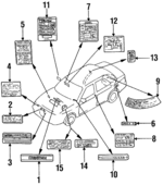 48815201 - : Caution Label for Mazda: 929, Miata, MPV, Protege Image
