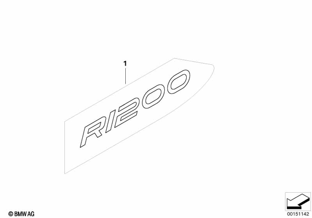 46637701928 - Body Equipment: Model Lettering R1200, Right - Schwarz for BMW-Motorrad Image