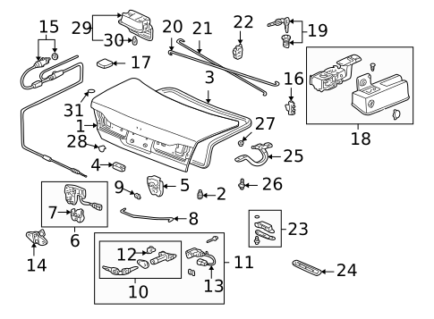 Lid & Components for 1998 Honda Accord #1