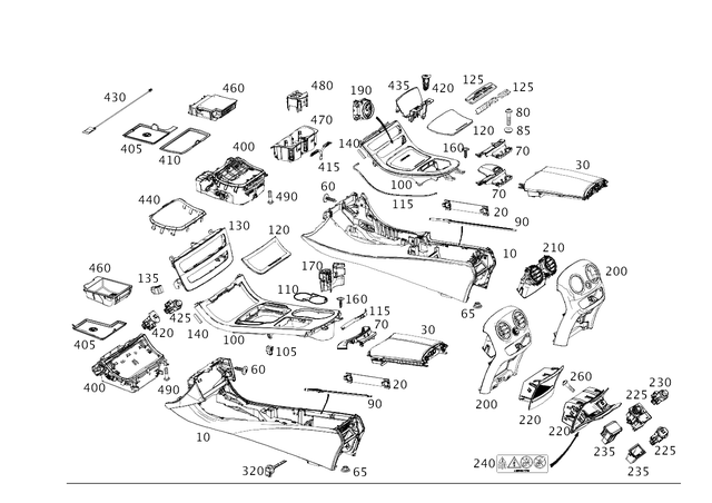 2136801008 - Trim: Housing, Center Console for Mercedes-Benz: CLS450, CLS53 AMG, E300, E350, E400, E450, E53 AMG, E63 AMG S Image image