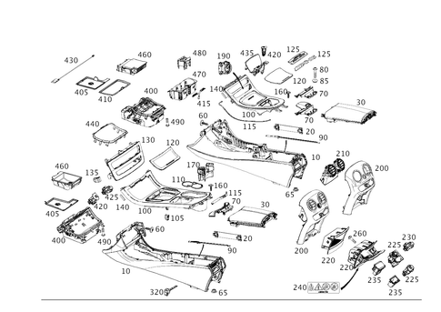Housing with Stowage Tray, Armrest and Ashtray for 1998 Mercedes-Benz E300 #0