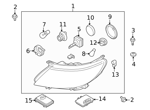 Headlamp Components for 2010 Saab 9-3X #0