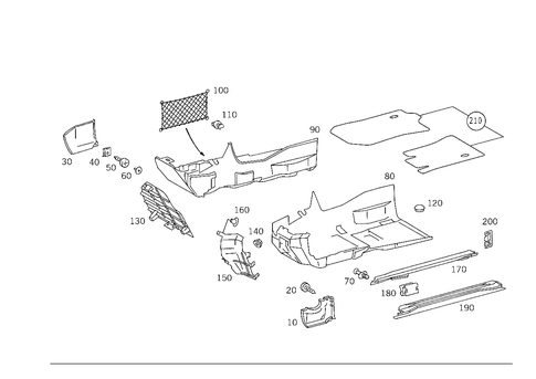 Front Panel Pillar Panelling, Lining on Floor and in Rear Compartment for 1996 Mercedes-Benz SL320 #1