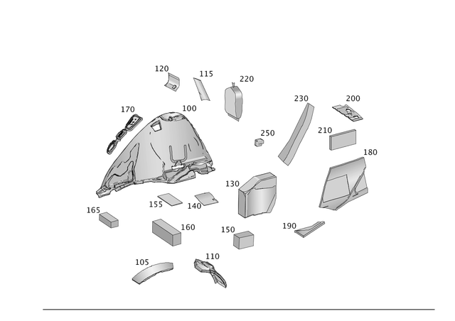1666828200 - Trim: Dampening, Wheel Arch for Mercedes-Benz: GLE300d, GLE350, GLE400, GLE43 AMG, GLE450 AMG, GLE63 AMG, GLE63 AMG S, ML250, ML350, ML400, ML550, ML63 AMG Image image