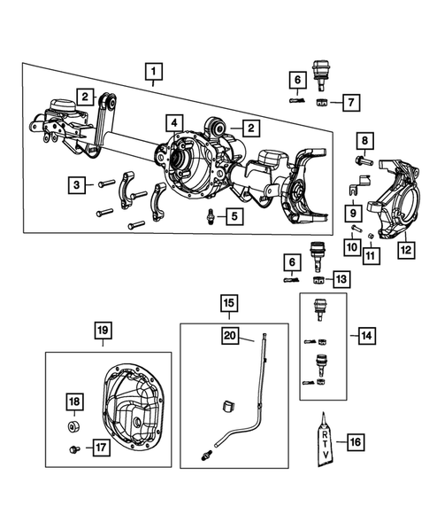 Front Axle;  Housing, Differential and Vent for 2017 Jeep Wrangler #2