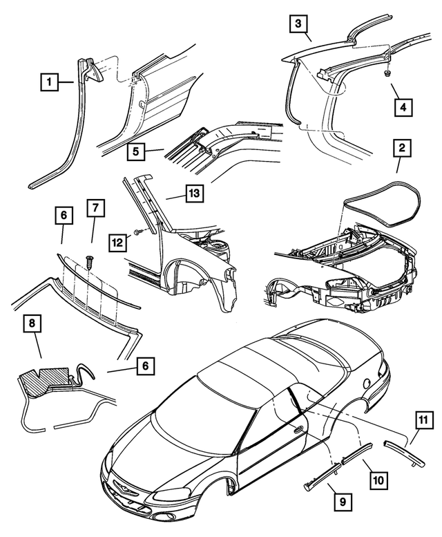4878383AF - Body Sheet Metal Except Doors: Weatherstrip, Left for Mopar Image