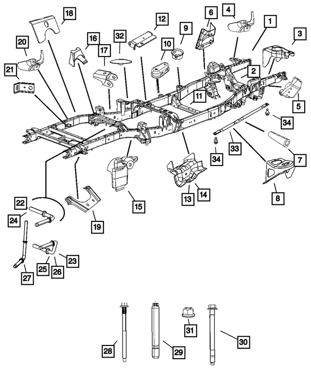 55398812AC - Frame, Bumper and Fascia: Chassis Frame Assembly for Mopar Image image
