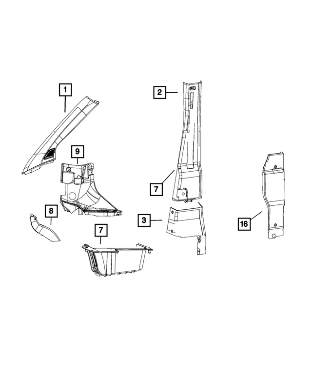 1YA79LA6AD - Interior Trim: B Pillar Molding, Left for Mopar Image