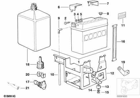 Battery with Bracket for 1992 BMW-Motorrad R 100 R #0