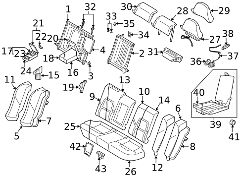 Rear Seat Components for 2004 Volvo S60 #0