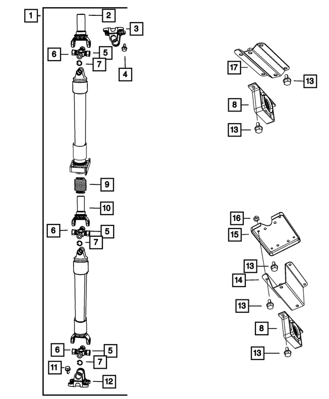 52123132AB - Rear Axle; American Axle 267 MM; Differential and Drive Line: Drive Shaft for Mopar Image image