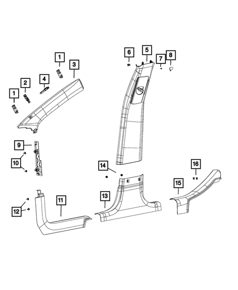 Panels-Moldings-Scuff Plates, Pillar, Cowl, 1/4 Panel Trim and Cargo Covers for 2015 Jeep Cherokee #1