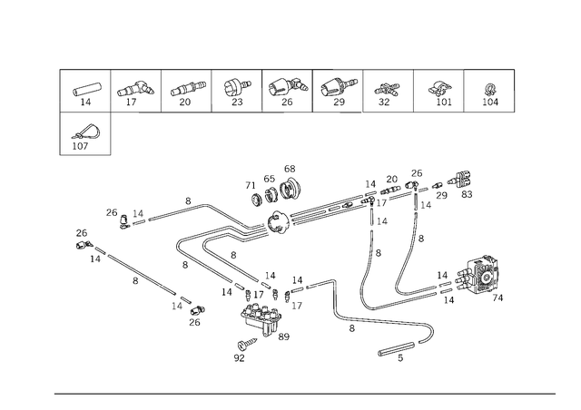 1581435 - Vacuum System/Hydraulic System: Piping for Mercedes-Benz Image image