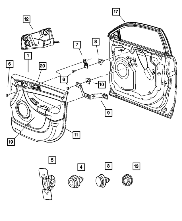 YP611DVAB - : Front Door Trim Panel, Left for Mopar Image