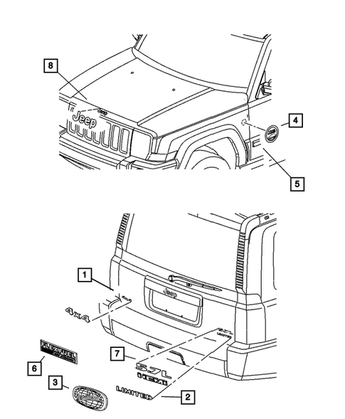Nameplates for 2008 Jeep Commander #0