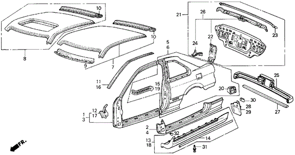 Outer Panel 3DR for 1988 Acura Integra #0