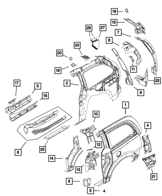 4894730AC - Body Sheet Metal Except Doors: Body Seal Baffle, Right for Mopar Image