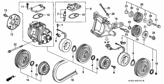 A/C Compressor (Denso) (1) for 1999 Acura Integra #0