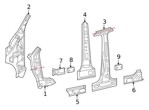 Center Pillar & Rocker for 2017 Volkswagen Tiguan Limited #0