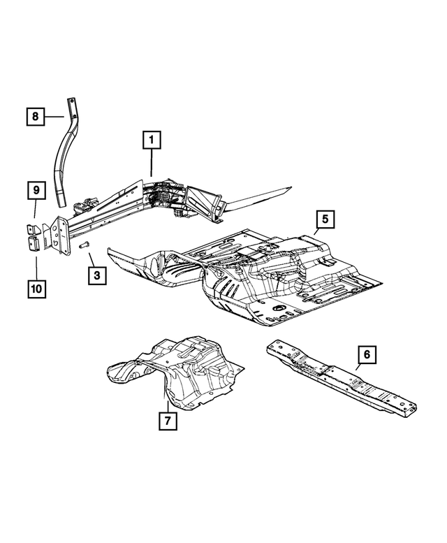 68224808AA - Body Sheet Metal Except Doors: Front Side Rail Front Rail, Left for Mopar Image