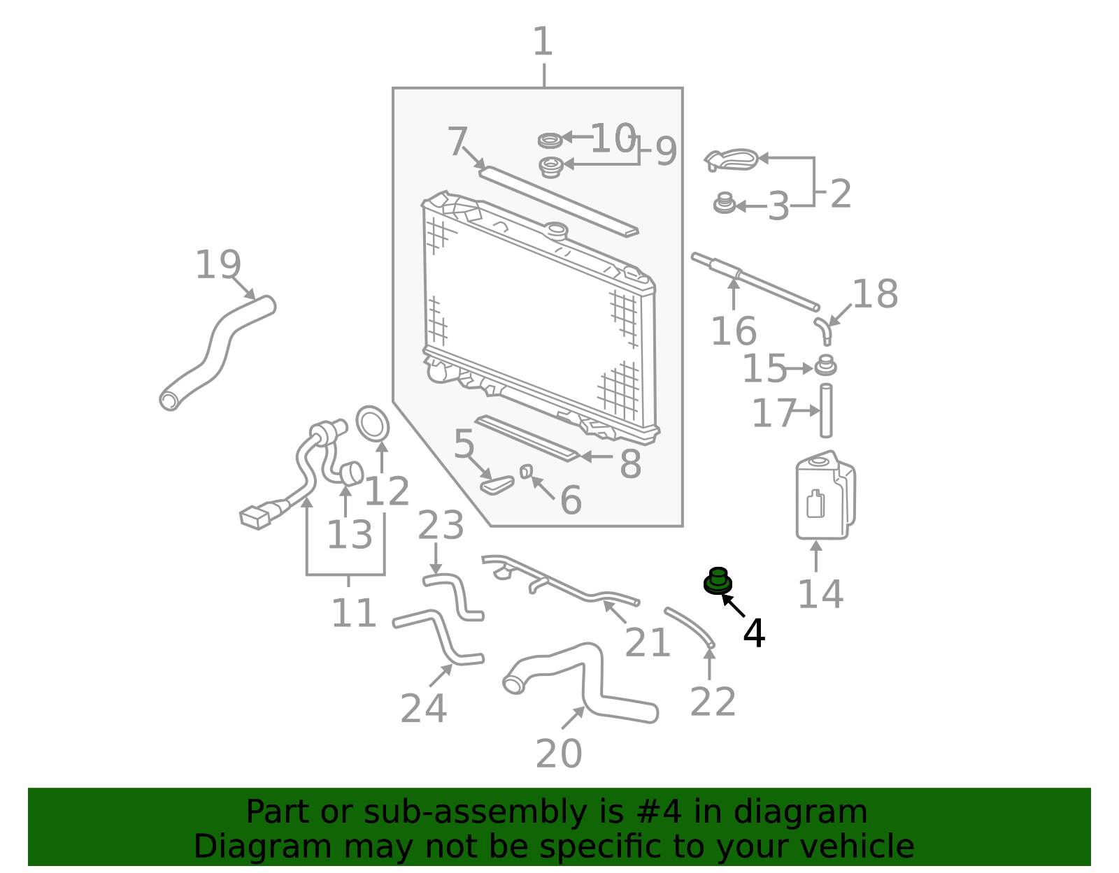 74172-SM4-971 - Radiator Assembly Lower Insulator 1990-2009 Honda ...