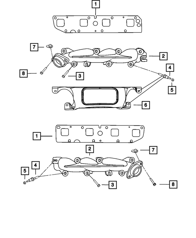 68045560AB - 5.7L HEMI Gas; Engine: Exhaust Manifold, Right Side for Mopar Image