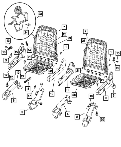 Front Seats - Adjusters, Recliners, Shields and Risers for 2008 Dodge Durango #0