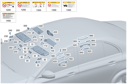 Sun Visor, Inside Rearview Mirror, Grab Handle for 1991 Mercedes-Benz 350SD #0