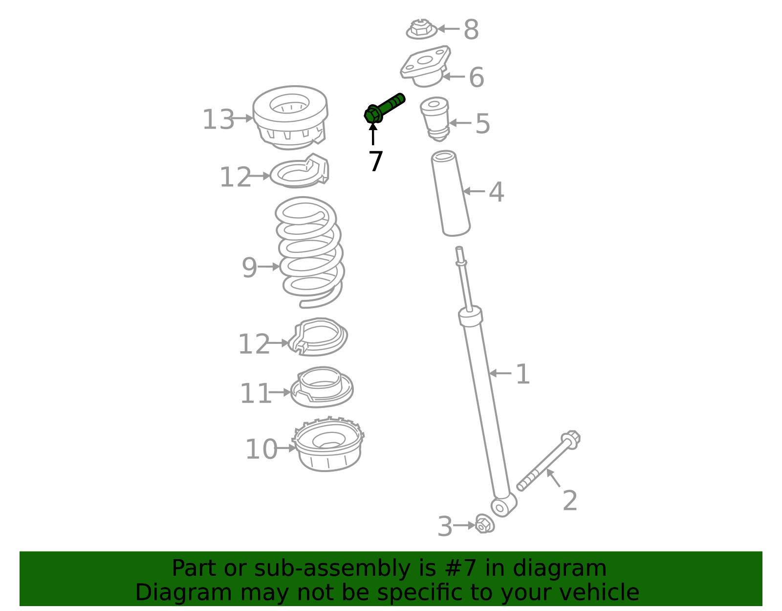 Upper Mount Mount Bolt - Porsche (N-107-285-02)