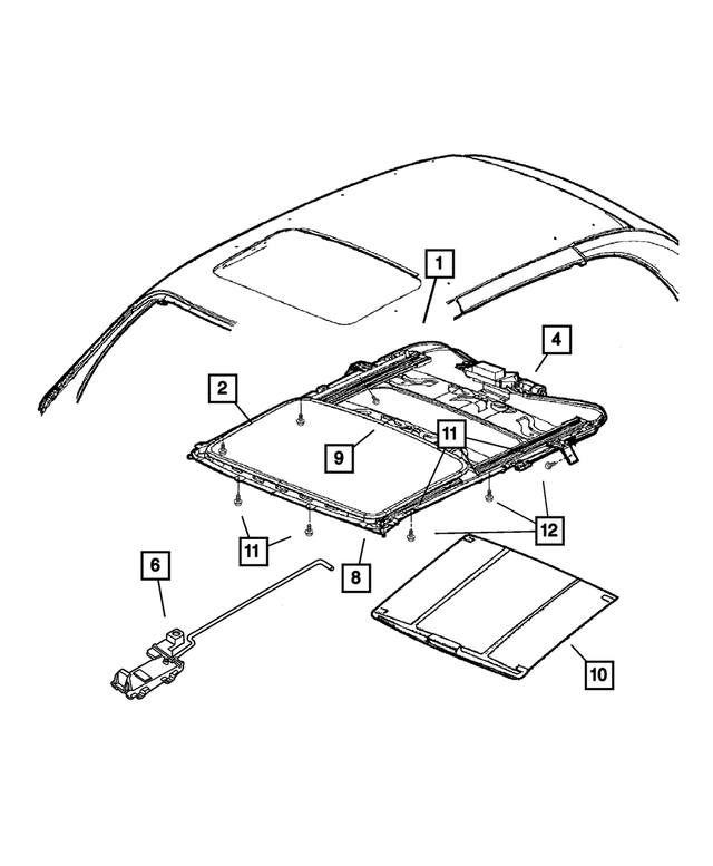 XZ23DW1AB - Body Sheet Metal Except Doors: Sunroof Sunshade for Mopar Image