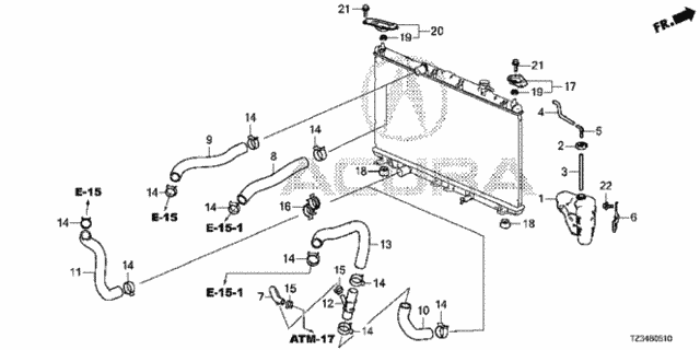 Radiator Hose - Reserve Tank for 2015 Acura TLX #0