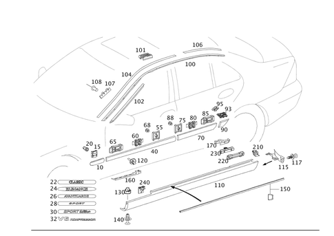 Outside Attachment Parts for 2002 Mercedes-Benz C32 AMG #0