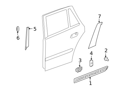 Exterior Trim - Rear Door for 2009 Mercedes-Benz GL550 #0