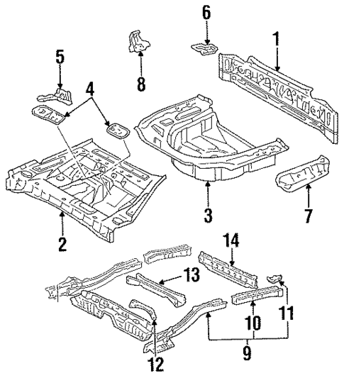 Rear Floor & Rails for 1995 Toyota Camry #0