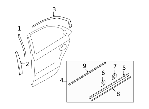 Exterior Trim - Rear Door for 2009 Hyundai Sonata #0