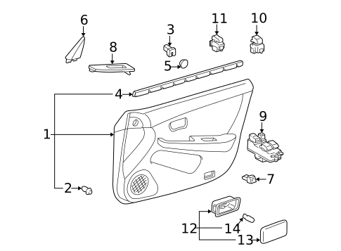 Interior Trim - Front Door for 1999 Lexus ES300 #0