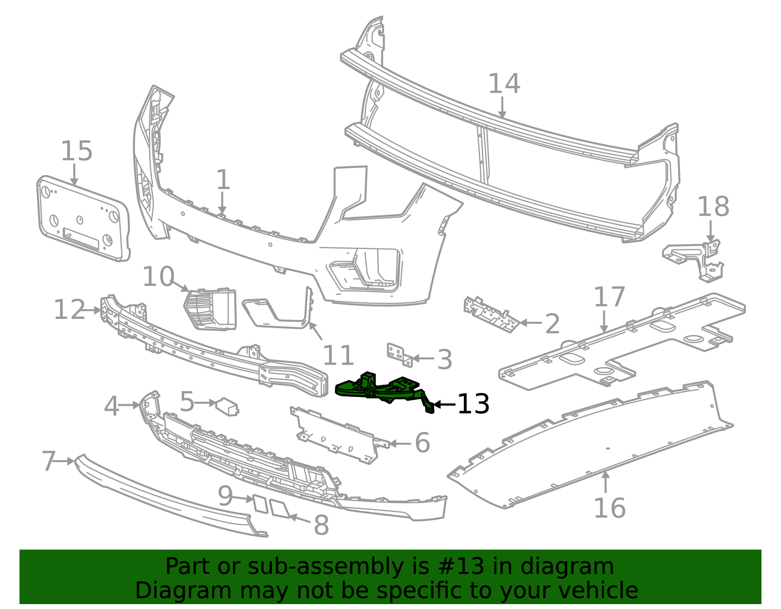 84861005 - Front Driver Side Bumper Fascia Lower Reinforcement