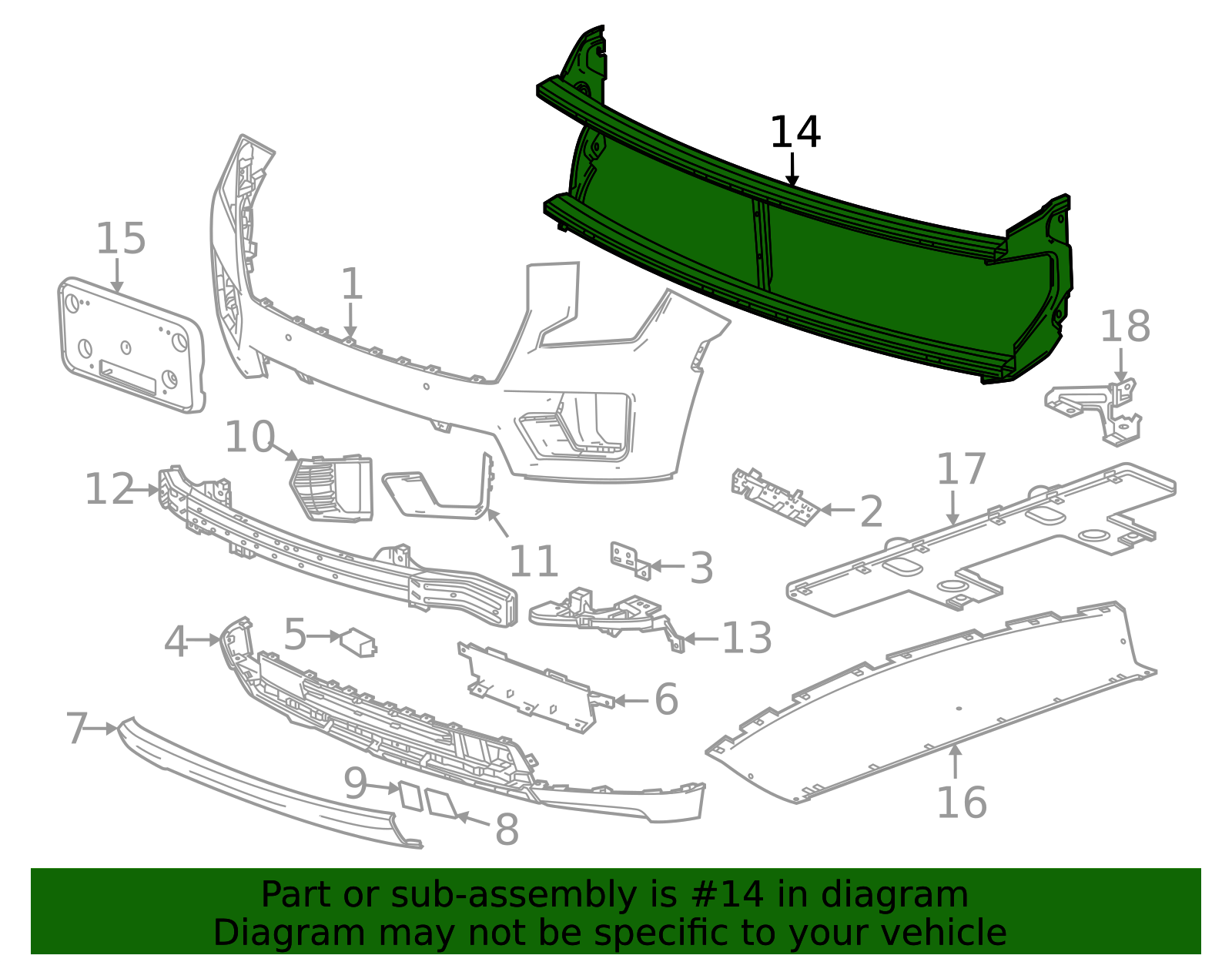 2021-2025 GM Front Bumper Fascia Upper Stiffener 84664454 | QuirkParts