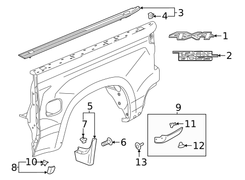 Exterior Trim - Pick UP Box for 2022 Chevrolet Silverado 1500 LTD #0