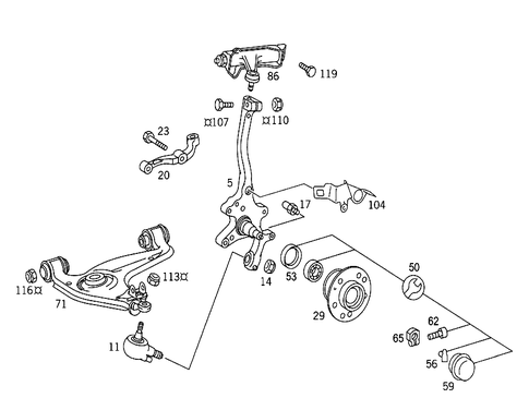 Steering Knuckle and Control Arm for 1984 Mercedes-Benz 300SD #0