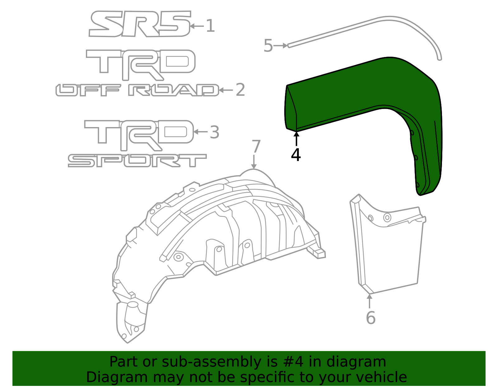 75605-35160 - Genuine Toyota 4Runner TRAILHUNTER Right Rear Fender