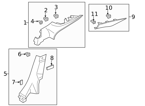 Interior Trim - Quarter Panels for 2017 Ford Fusion #0