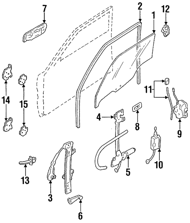 F1CZ6121411A - Body: Door Glass for Ford: Escort Image