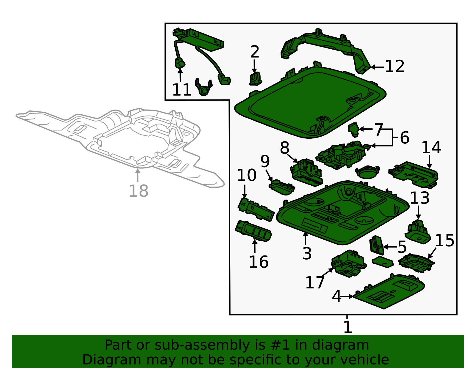 GM Overhead Console - Cabin Storage and Light Housing - Part #22947045 ...