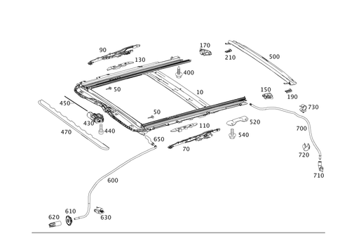 Tilting/Sliding Roof Frame for 2009 Mercedes-Benz C300 #0