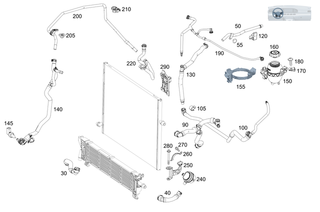 2535013500 - Radiator: Holder for Mercedes-Benz: CLS450, CLS53 AMG, E300, E350, E43 AMG, E53 AMG, E63 AMG S Image image