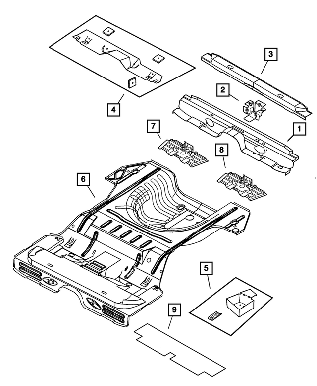 4646116AD - Body Sheet Metal Except Doors: Rear Floor Crossmember for Mopar Image