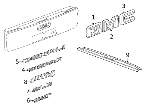 Exterior Trim - Tail Gate for 2023 GMC Sierra 2500 HD #2